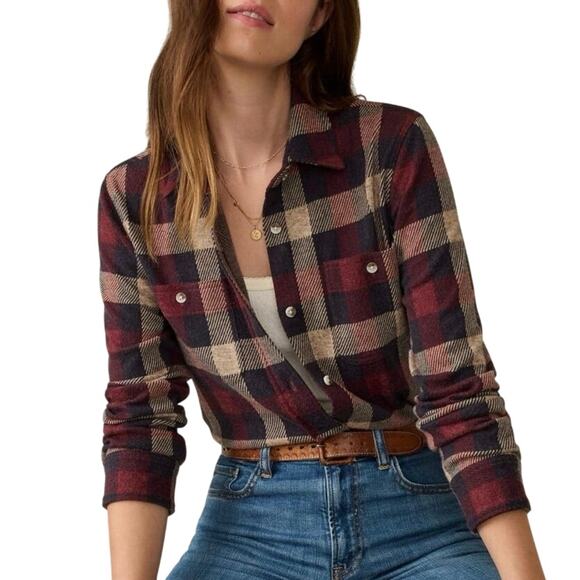 Faherty Legend Sweater Shirt Burchfield Plaid Red Size XS Womens - Picture 1 of 15